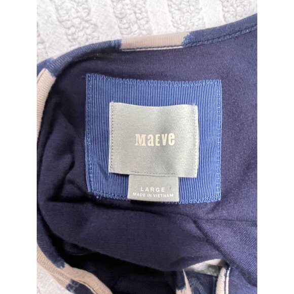 Maeve Womens Keyhole Neck Stripe A-Line Belted Dress Size Large Blue Sleeveless - Picture 3 of 10